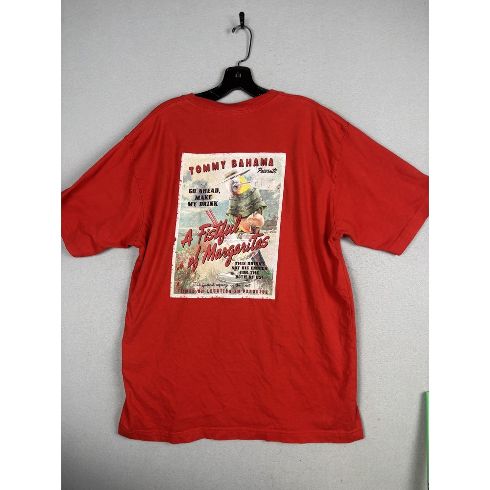 Tommy Bahama Shirt Mens Large Red A Fistful Of Margaritas Tropical Graphic Tee